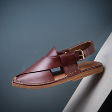 Load image into Gallery viewer, PW One-note Peshawari Chappals – Cork Sole - Burgundy
