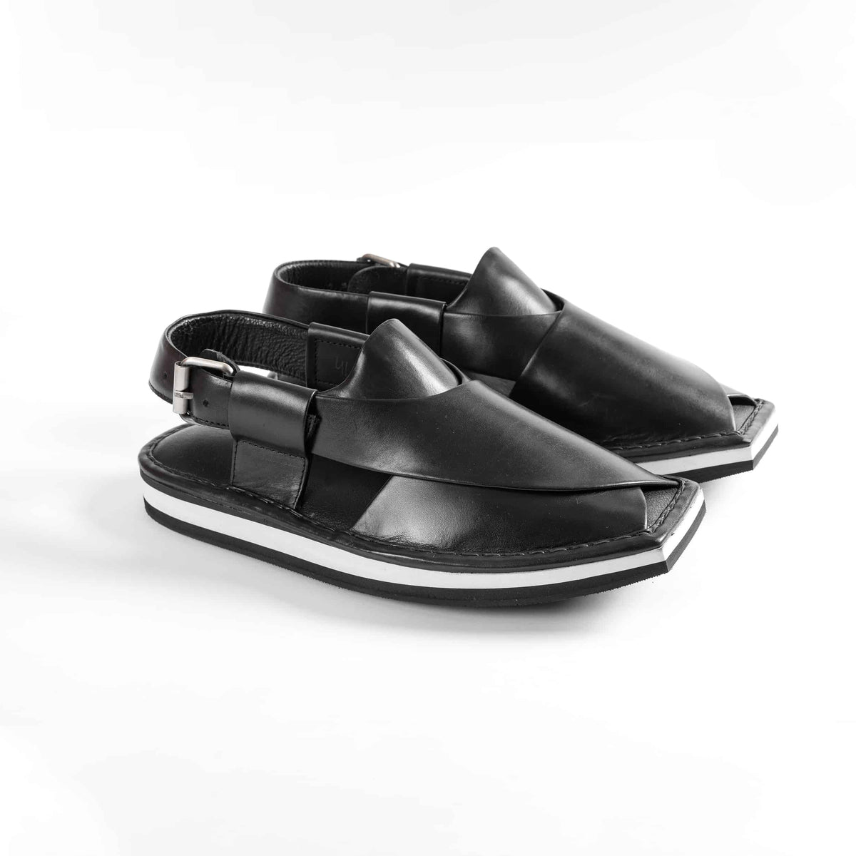 PW Premium Kaptaan Chappals 2.0 – Black & White