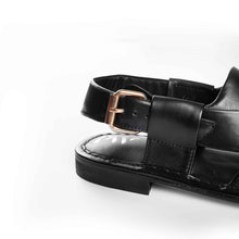 Load image into Gallery viewer, PW Premium Peshawari Chappals 2.0 (Leather Sole) – Black
