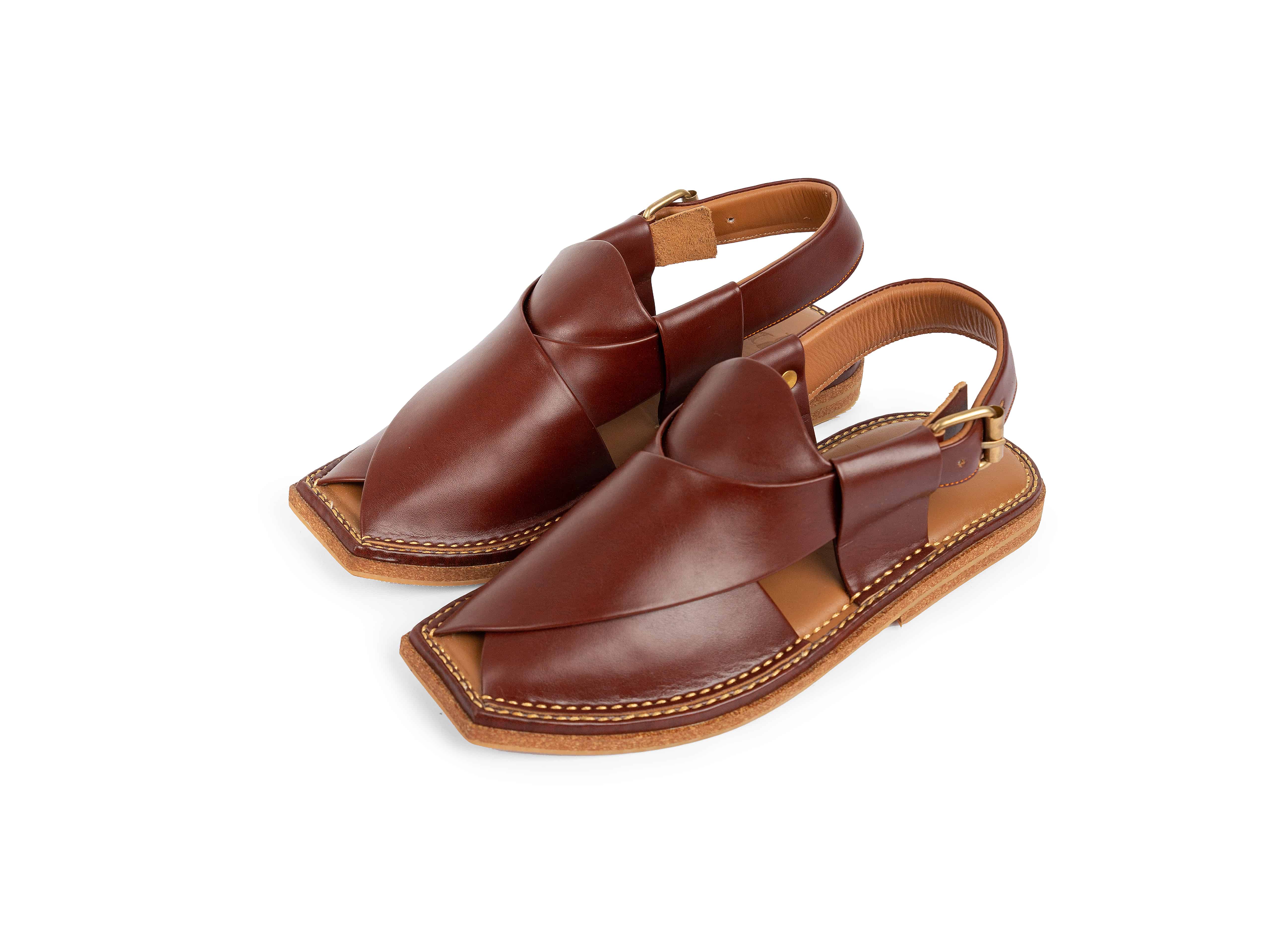 PW One-note Peshawari Chappals – Cork Sole - Burgundy