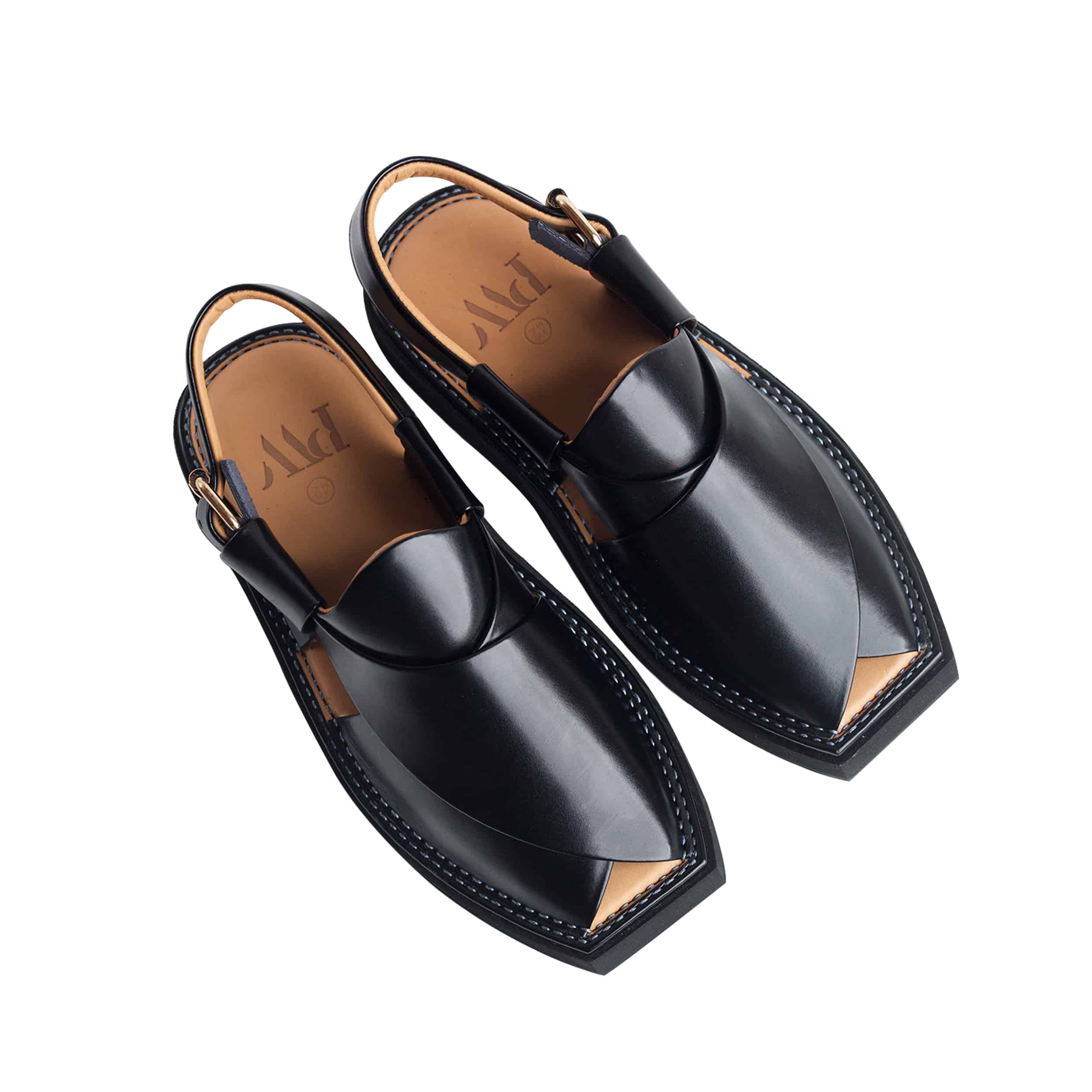 PW Premium Kaptaan Chappals – Black