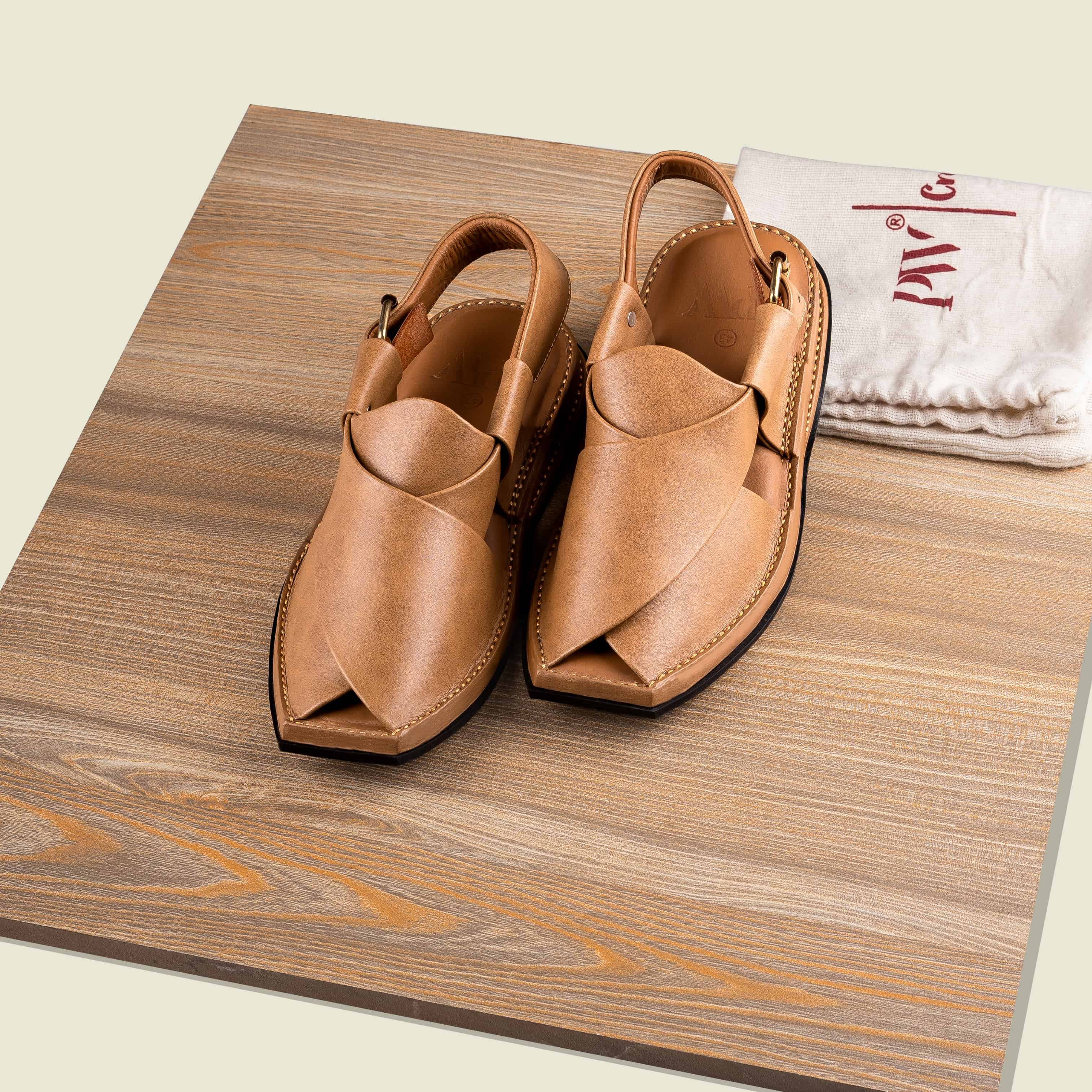 PW Premium Peshawari Chappals (Comfort) - Tan